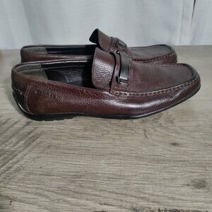 Calvin‎ Klein Mens Size E 11 Brown Hewett Pebbled Leather Slip-On Loafer Shoe